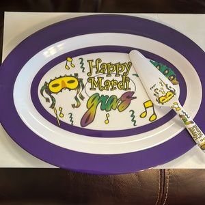 Mardi Gras melamine Lola terr and server NEW